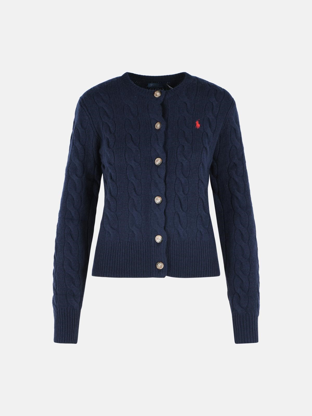polo ralph lauren SWEATER IN WOOL AND NAVY CASHMERE available on