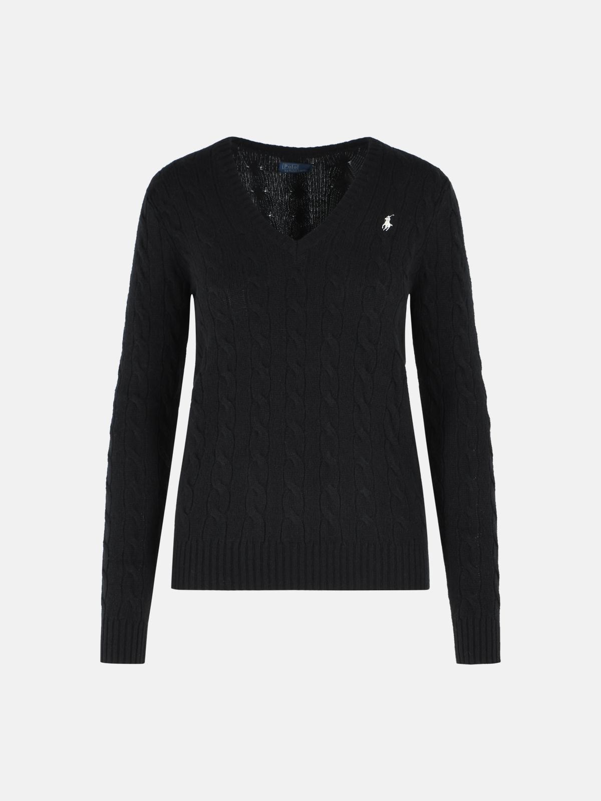 a*z様 カシミア 黒 無地 ポニー無し ralph lauren marlow polo ralph lauren 'KIMBERLY' BLACK WOOL AND CASHMERE SWEATER