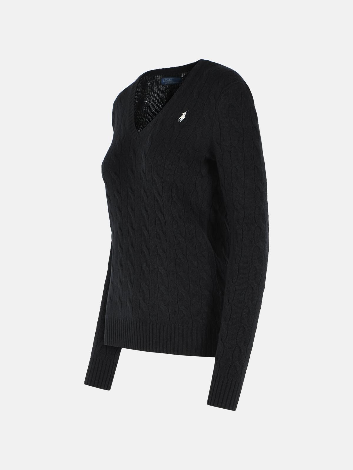 polo ralph lauren 'KIMBERLY' BLACK WOOL AND CASHMERE SWEATER