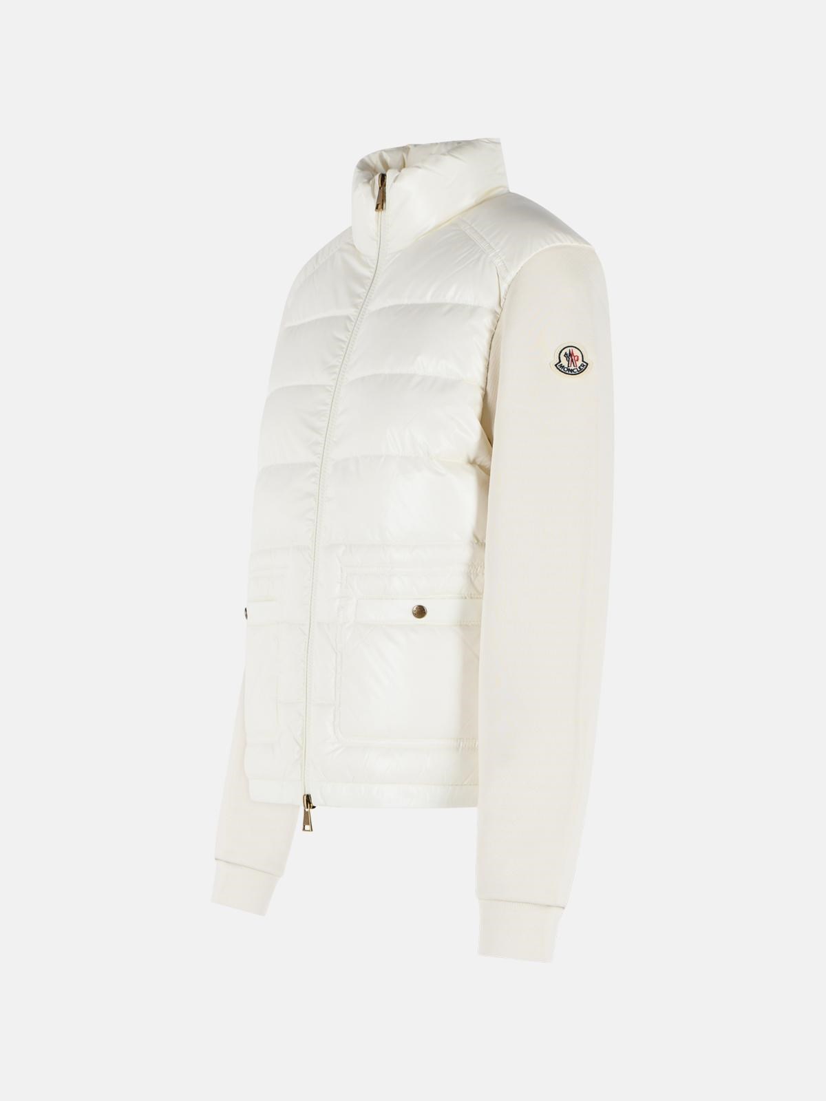 moncler OPEN ZIP SWEATER IN IVORY WHITE COTTON BLEND available on