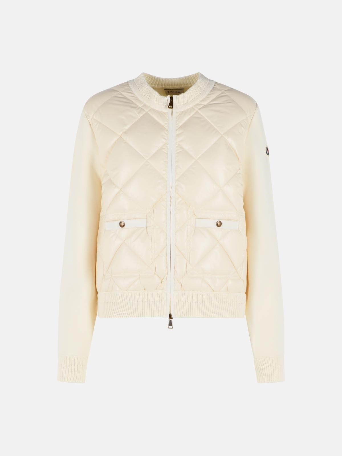 moncler 'TRICOT' CREAM COTTON CARDIGAN available on www
