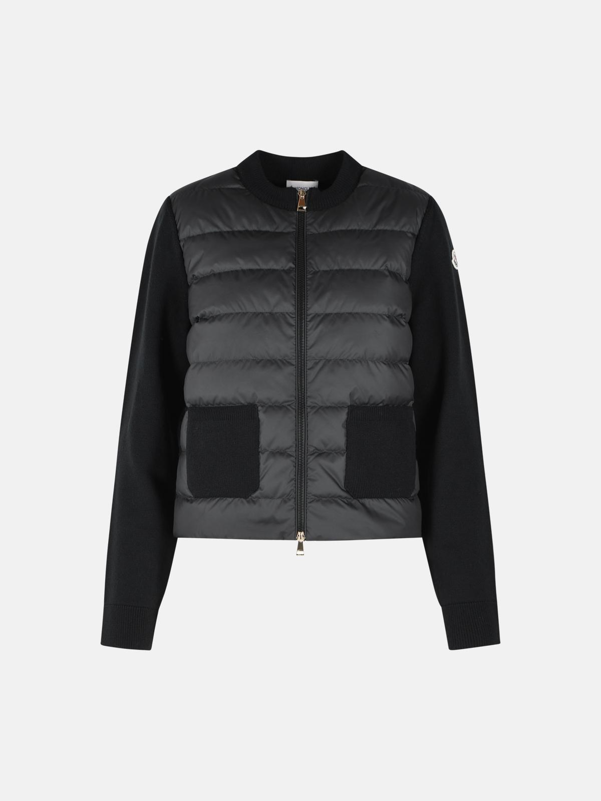 moncler 'TRICOT' BLACK VIRGIN WOOL CARDIGAN available on www